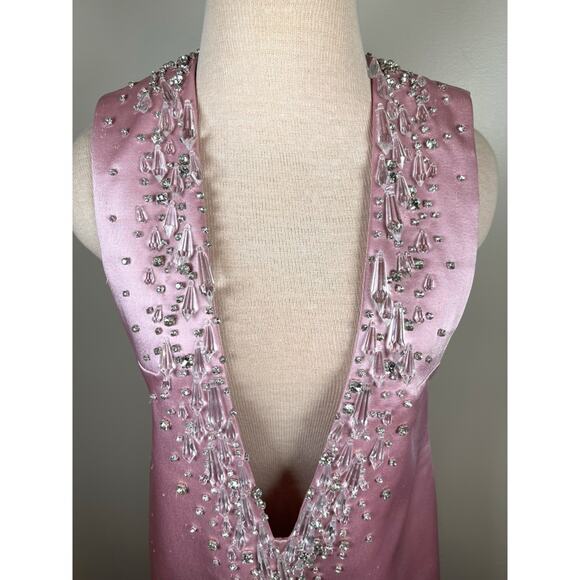 RETROFETE Maisy Crystal Embellished Plunging V Neckline Pink Mini Dress Size M - Picture 5 of 14